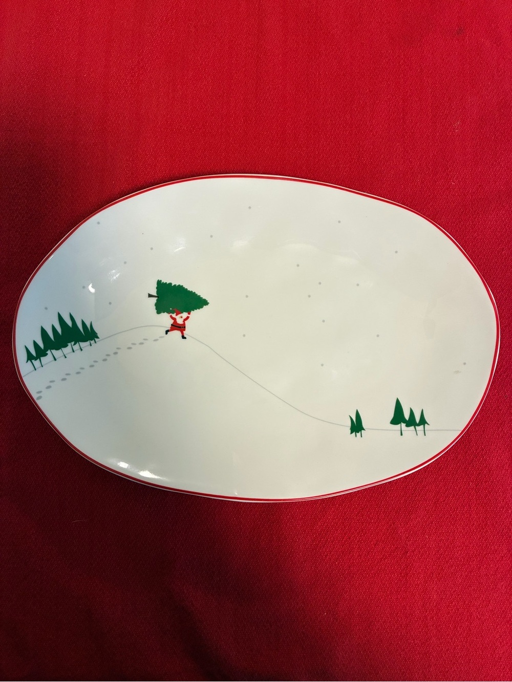Tableau Home NWT Santa with Christmas Tree Ceramic Serving Platter New